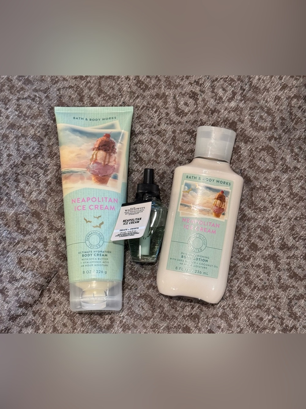 New With Tags 3 Item Lot Bath And Body Works Neapolitan Ice Cream Scent